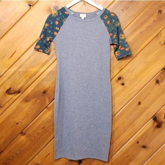 Lularoe Julia Dress Bodycon Raglan Style Gray Xxs - Picture 1 of 7